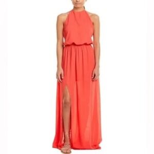 Show Me Your MuMu‎ Women's Heather Halter High Neck Maxi Dress Large Coral Flowy